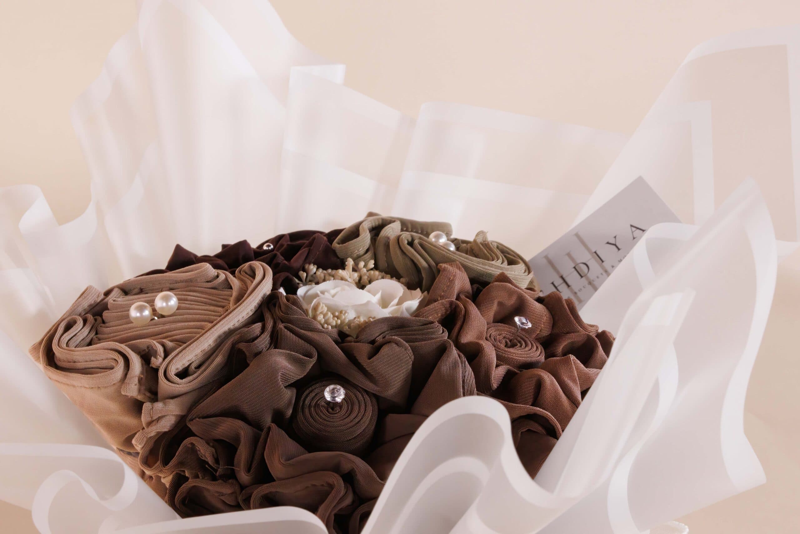 Brown hijab bouquet by lhdiya